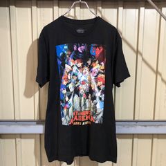 389 MY HERO ACADEMIA 半袖 キャラクター プリントTシャツ L ブラック メキシコ製 ヒロアカ HEROES RISING アニメTシャツ ムービー 古着卸 アメリカ仕入