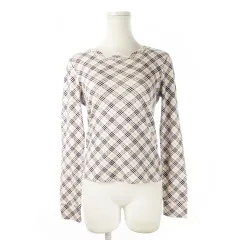 バーバリーブルーレーベル BURBERRY BLUE LABEL カットソー ラウンドネック 長袖 コットン ロゴ 38 M ピンク