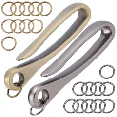 【在庫処分】SUNNYCLUE　1箱2色　真鍮　キーフック　カラビナ　U字型フック　チェーン　車　キーリング　フックカー　キーホルダー　ベルト　フック　キー　バックル　キーホルダー用　釣り針　ベルトループ　真鍮　ブラス　ウォレットチェーン　ツリバリ　吊り下げ