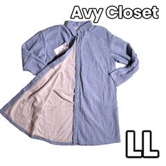 【新品タグ付き✨】　Avy Closet　シャツワンピース デニム風 裏起毛 ポロシャツ　青　LL