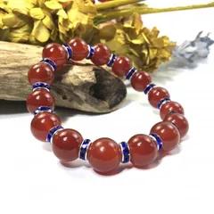 パワーストーン　ブレスレット　赤瑪瑙　12mm 天然石ブレス （ダークブルー）メンズ・レディース　男性・女性　数珠ブレス　開運 浄化  [18]