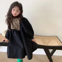 子供服  韓国子供服 ワンピース  ブラック コットン パフスリーブ 黒 80 90 100  発表会 七五三  結婚式 入園式 卒園式 誕生日 パーティー