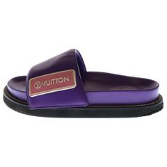 LOUIS VUITTON (ルイヴィトン) サンセットライン レザー スライドサンダル レディース パープル