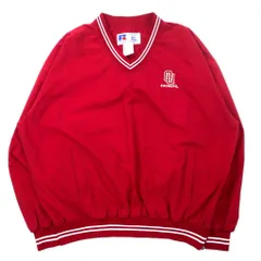 RUSSELL ATHLETIC リブライン ピステ プルオーバー ナイロンジャケット XL レッド ナイロン 防水 カレッジ刺繍 SOONERS ビッグサイズ