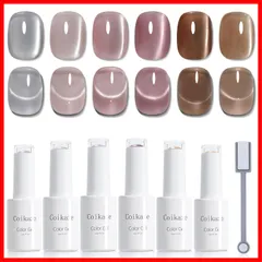 【人気商品】ジェル ネイル 磁石付き ギャラクシー 猫目 カラージェル UV/LED対応 セルフネイル キャッツアイジェル 6色セット マグネットジェル ジェルネイル ジェルネイルキット（超繊細月光マグネットジェル） マグネットネイル Coikaze