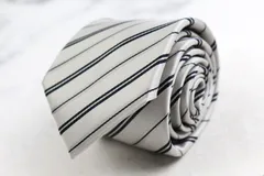 タカキュー ブランド ネクタイ シルク ストライプ柄 PO メンズ ホワイト TAKA Q 【中古】