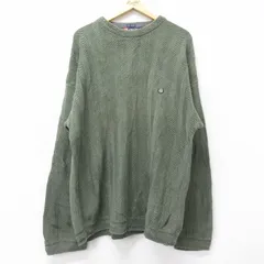 XL/古着 ラルフローレン チャップス 長袖 ブランド セーター メンズ 90s ワンポイントロゴ ヘリンボーン 手織り 大きいサイズ クルーネック