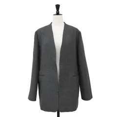 極美品 プラージュ ツイードロングジャケット ノーカラー フリンジ ブラック riomaru-shop_24011203jk