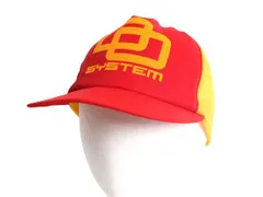 【お得なクーポン配布中!】 デッドストック 80s USA製 メッシュ ベースボール キャップ フリーサイズ / 帽子 ヴィンテージ メッシュキャップ 企業物 プリント 2トーン