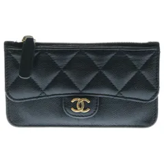 CHANEL (シャネル) マトラッセ フラグメントケース カードケース コインケース ブラック ゴールド金具 キャビアスキン