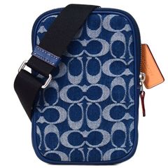 コーチ スマホショルダー COACH デニム レザー シグネチャー エイデン ジップ クロスボディ フォン ポーチ 2way 斜めがけ ショルダーバッグ デニム×ディープブルー CY889