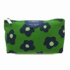 ケイトスペード KATE SPADE × クリニーク CLINIQUE 化粧ポーチ コスメ 花柄 ロゴ 緑 グリーン 紺 ネイビー /FT