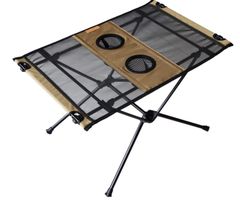 [わずか７００gのキャンプテーブル] rabbit-foot outdoors コンパクト アウトドア テーブル 折りたたみ式 [日本メーカー 使用後の不具合にも対応] 保証書 収納付き (カーキ)