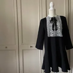 48 ZARA ザラ BASIC ベーシック レース ワンピース 刺繍 花柄 お呼ばれ　デート　オフィスカジュアル　食事会　可愛い　ゴシック