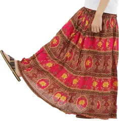 沖縄技研 OKI オキ スカート ワンピース アジアン エスニック 2WAY レーヨン レディース SK-TY-S(ピンク,  Free Size)