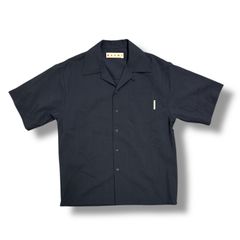 参考上代83600円 MARNI 23SS ウールトロピカルオープンカラー半袖シャツ 開襟シャツ マルニ CUMU0213A0 TW839 ネイビー 46 90711A7