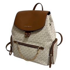 MICHAEL KORS マイケルコース リュックサック バニラ エイコーン バックパック JET SET ITEM チェーン ミディアム コーテッドキャンバス