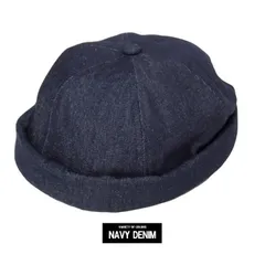 【新品】 【F(58cm)～XL(61cm) ネイビーデニム】 フィッシャーマンキャップ メンズ 大きいサイズ 選べるサイズ コットン ツバなし ロールキャップ サイズ調節 浅め 浅い ハット 帽子