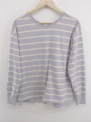 ◇ URBAN RESEARCH クルーネック ボーダー 長袖 Tシャツ カットソー サイズF ライトパープル ホワイト レディース P  【中古】 【1210050001196】