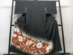 平和屋着物■豪華黒留袖　作家物　手描き　刺繍　牡丹文　暈し染め　金銀彩　落款あり　正絹　逸品　CAAS1374xe