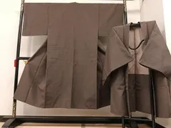 平和屋着物●男性　紬　アンサンブル　赤墨色　正絹　逸品　AAAY5636ph