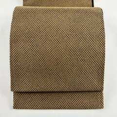 袋帯 美品 秀品 幾何学模様 茶色 全通 正絹 【中古】