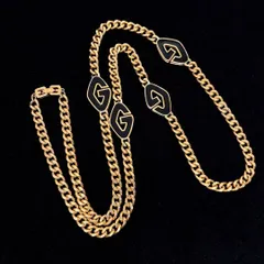美品★GIVENCHY ジバンシー ロングネックレス ヴィンテージ ネックレス ゴールド G ブラック 喜平 ジバンシィ メンズ レディース