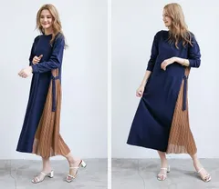 [本日限定お値下げ]サイドプリーツワンピース マタニティ レディース ロング