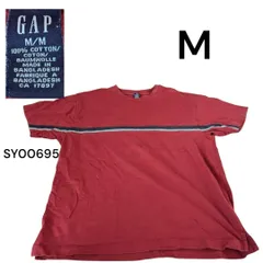 old gap古着半袖TシャツMボルドーパネル SY00695