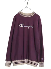 【お得なクーポン配布中!】 90s USA製 チャンピオン リバースウィーブ スウェット メンズ XXL 古着 オールド トレーナー 裏起毛 スクリプト ロゴ 刺繍 目付き パープル