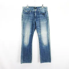 バーバリーブラックレーベル BURBERRY BLACK LABEL D1R01-102-24 デニム ジーンズ ボトムス ストレート ユーズド加工 76 インディゴブルー ※EKM