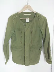 ◇ Khaju カージュ 長袖 ノーカラー ジャケット カーキ レディース  【1002800364220】のサムネイル