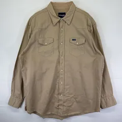 古着 ラングラー Wrangler 長袖シャツ ウエスタン ワークシャツ ワンポイント 大きいサイズ スナップボタン 2XT  ベージュ メンズ