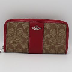 COACH 長財布 シグネチャー レッド COACH コーチ長財布 シグネチャー レザー ラウンドジップ レッド