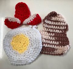 朝食セット🍳のアクリルたわし　3点セット　happy00161