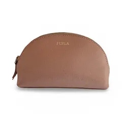 FURLA フルラ ピンク系 レザー ゴールド金具 ファスナー開閉 コスメ ポーチ レディス
