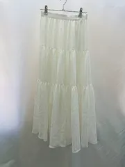 ◇ ◎●未使用● Θ Andemiu アンデミュウ ロング フレア スカート サイズF ホワイト系 レディース E  【1409100028508】