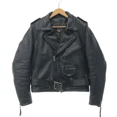 【中古】VANSON ダブルライダースジャケット 38 ブラック バンソン[10]