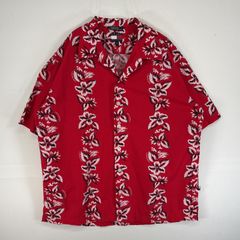 90s風 総柄 開襟シャツ フレイム柄 炎柄 ビッグシルエット XL 海外古着 
