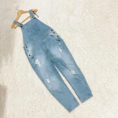 !オーバーオール ダメージ ダメージジ－ンズ デニム うす青 無地 10202
