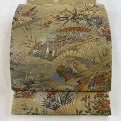 西陣あさぎ 細密織 竹笹 藤 全通 丸帯 鳳凰 鳥 壱阡八百口織 正絹 Q517 西陣あさぎ 細密織 竹笹 藤 全通 丸帯 鳳凰 鳥 壱阡八百口織
