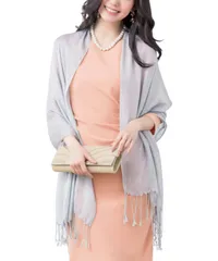 [グリーンパキラ] ストール レディース 大判 薄手 春 夏 ラメ入り きらきら UVカット ショール 結婚式 パーティー 羽織 プレゼント ギフト シフォン スカーフ 上品 母の日 40代 50代 60代 70代 冷房対策 秋 冬 ボレロ ポン [シルバー]