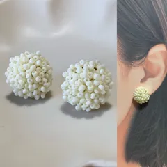 No.2 つぶつぶビーズピアス　ビーズ刺繍　チェコビーズ　イヤリング　ピアス　　ハンドメイド