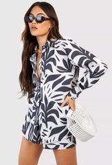 日本未販売　✴︎boohoo セットアップ　シャツ　パンツ　リーフ柄