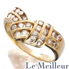 ダイヤモンド 0.56ct イエローゴールド K18YG ノットデザイン リング 指輪 13号 中古 プレラブド 返品OK