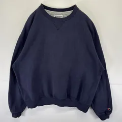 古着 チャンピオン Champion スウェット プルオーバー トレーナー 目無し 前V 無地 クルーネック XL  ネイビー メンズ