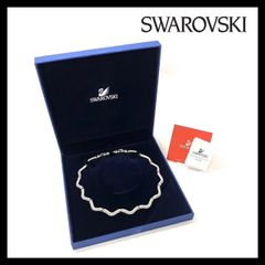 Y【SWAROVSKI】ウェーブ ラインストーン ネックレス シルバーカラー ペンダント スワロフスキー (52643A2a)