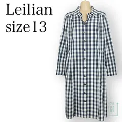 レリアン★大人フェミニンなシャツワンピース 大きいサイズ13号 爽やかなチェック柄♪薄手 春夏 紺×白系 z10508ｓ