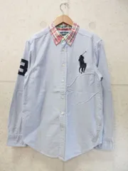 Ralph Lauren ラルフローレン ボーイズ  L（160/80) 長袖シャツ ロゴ刺繍 ワッペン チェック柄 ブルー系