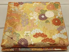 平和屋着物◎佐賀錦　六通柄袋帯　唐織　吉祥花文　秋草　金糸　正絹　逸品　CAAS4618ft